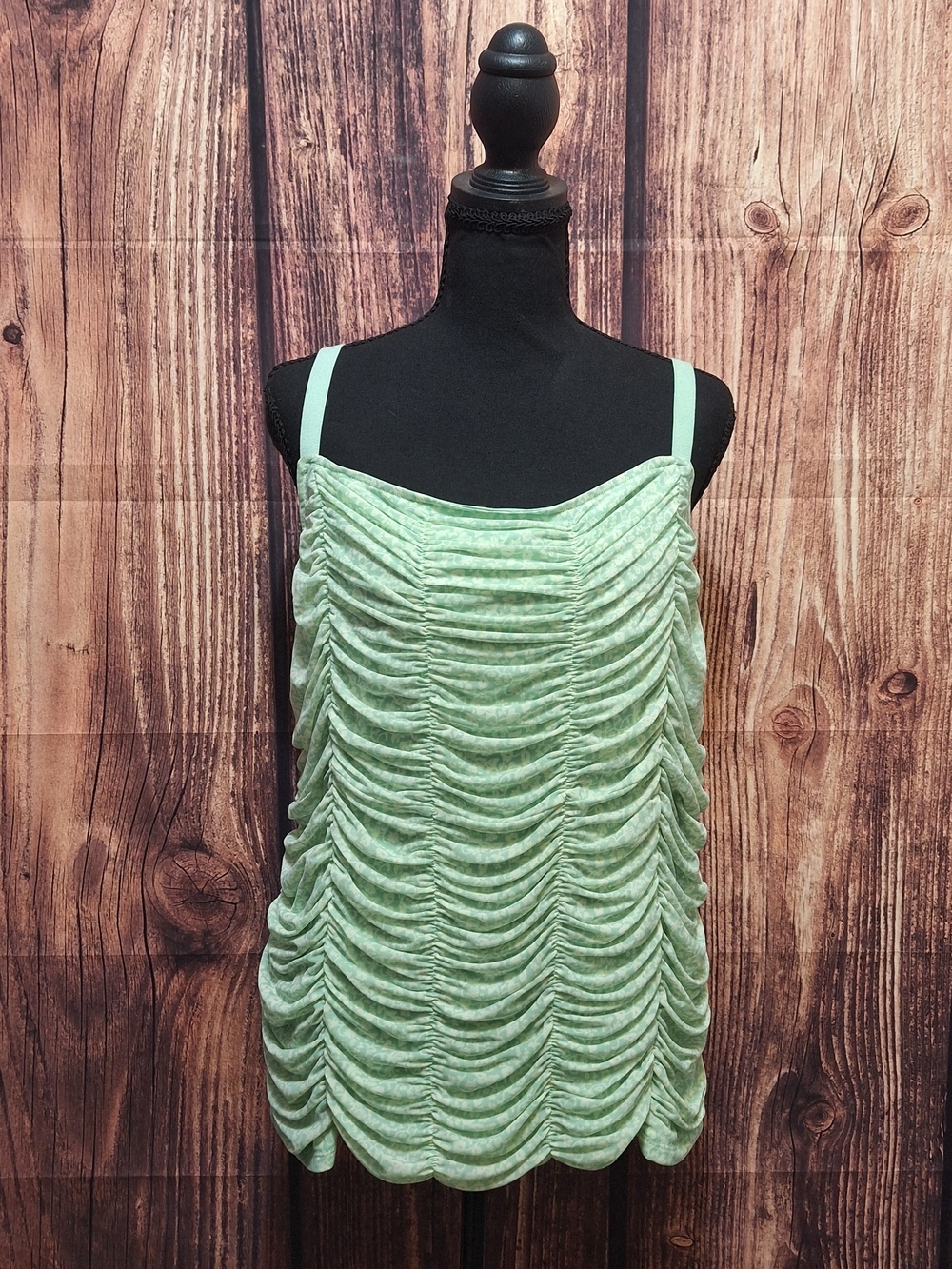 torrid Light Mint Ruched Mesh Floral Cami Top Plus Size 2 NWT